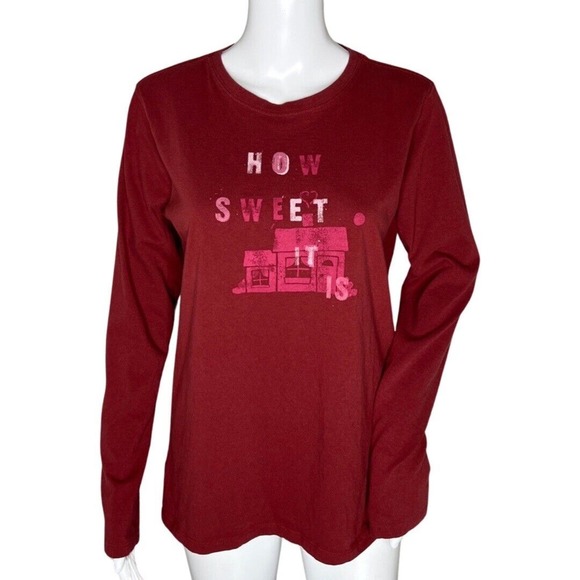 Life is Good Shirt Womens Medium Pink Classic Fit How Sweet It Is Graphic Casual - Picture 1 of 7